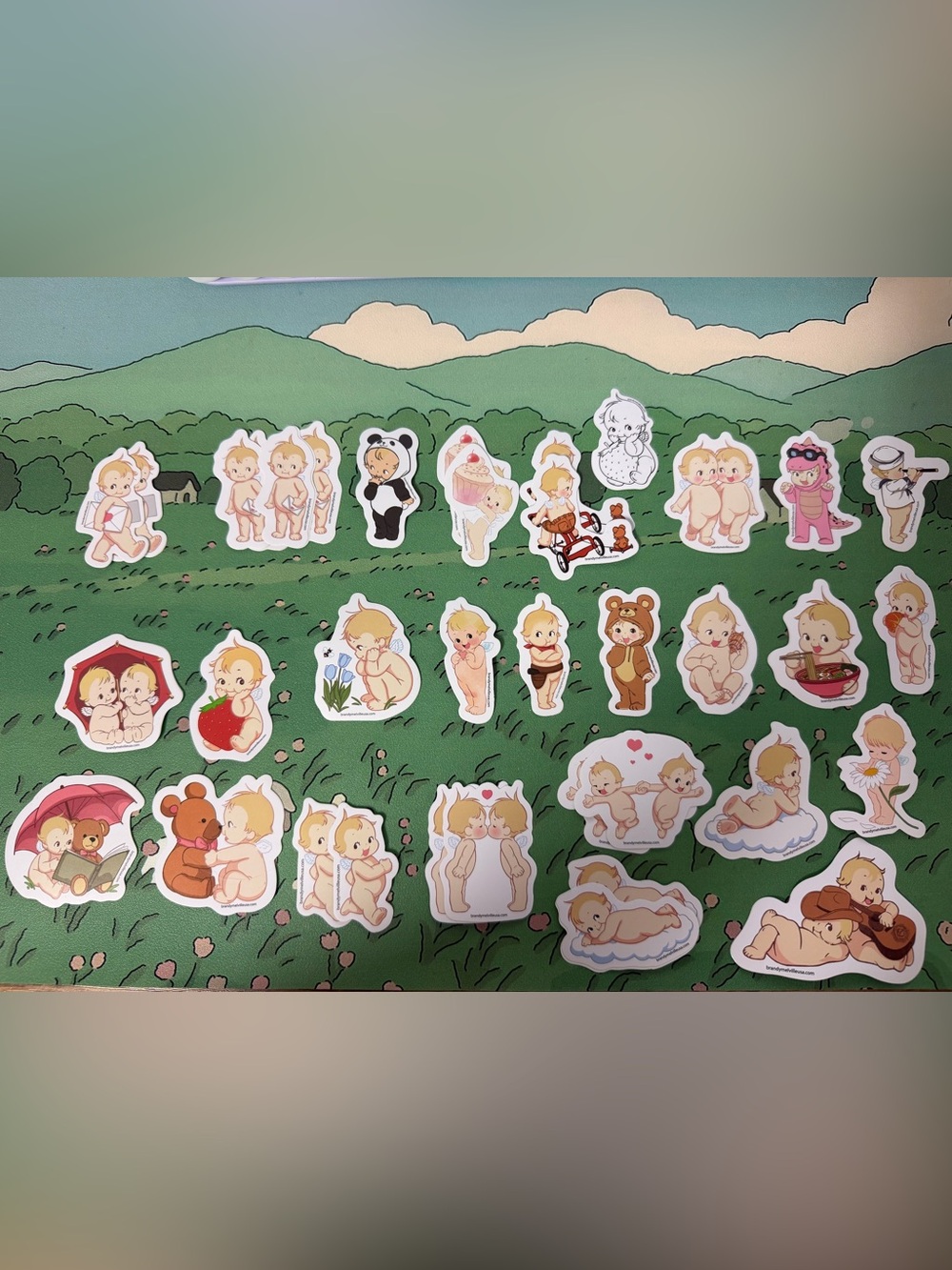 Brandy Melville Blonde Baby Character Sticker Sheet - White Borders